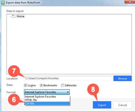 export roboform data