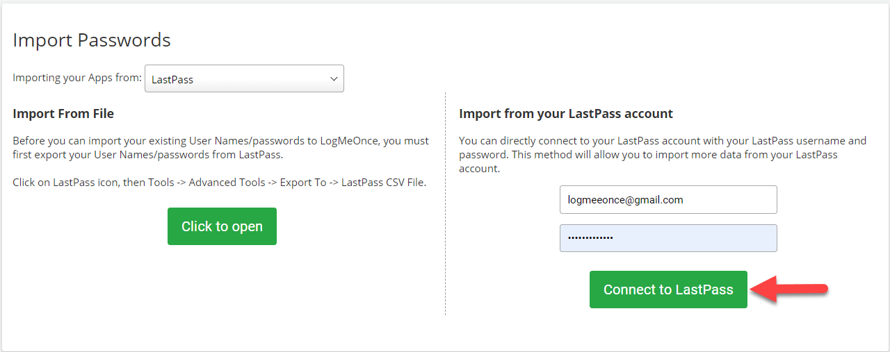 lastpass import from passwordwallet
