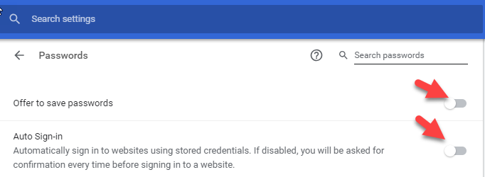 Turn off the built-in password manager in your browser