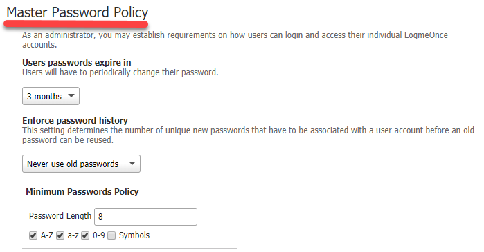 Corporate Password Policy (Business Edition) – LogmeOnce